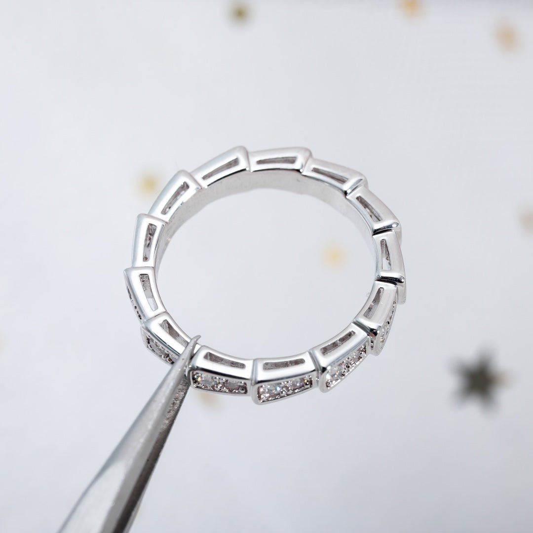 [⭐Lioran]SERPENTI RING SILVER DIAMOND PAVED 3MM