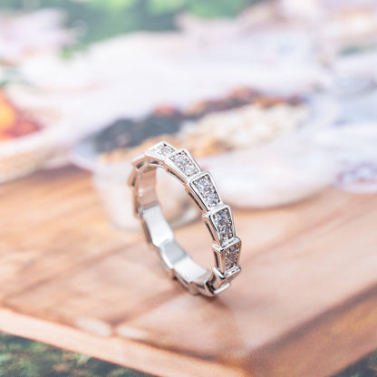 [⭐Lioran]SERPENTI RING SILVER DIAMOND PAVED 3MM