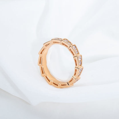 [⭐Lioran]SERPENTI RING PINK GOLD DIAMOND PAVED 3MM