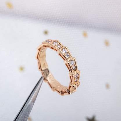 [⭐Lioran]SERPENTI RING PINK GOLD DIAMOND PAVED 3MM