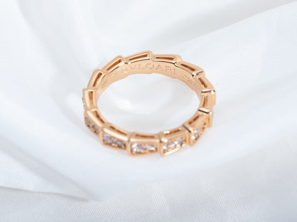 [⭐Lioran]SERPENTI RING PINK GOLD DIAMOND PAVED 3MM