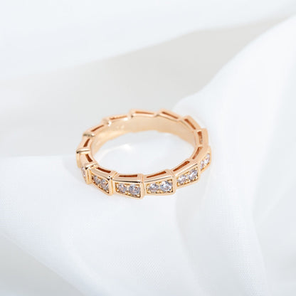 [⭐Lioran]SERPENTI RING PINK GOLD DIAMOND PAVED 3MM