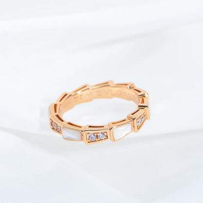 [⭐Lioran]SERPENTI RING PINK GOLD DIAMOND MOP 3MM