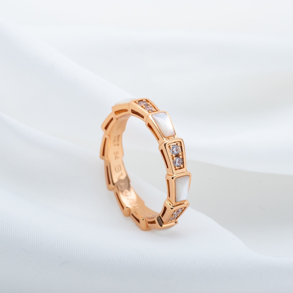 [⭐Lioran]SERPENTI RING PINK GOLD DIAMOND MOP 3MM