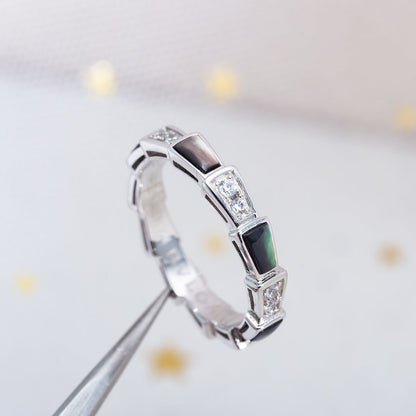 [⭐Lioran]SERPENTI RING SILVER  DIAMOND BLACK MOP 3MM