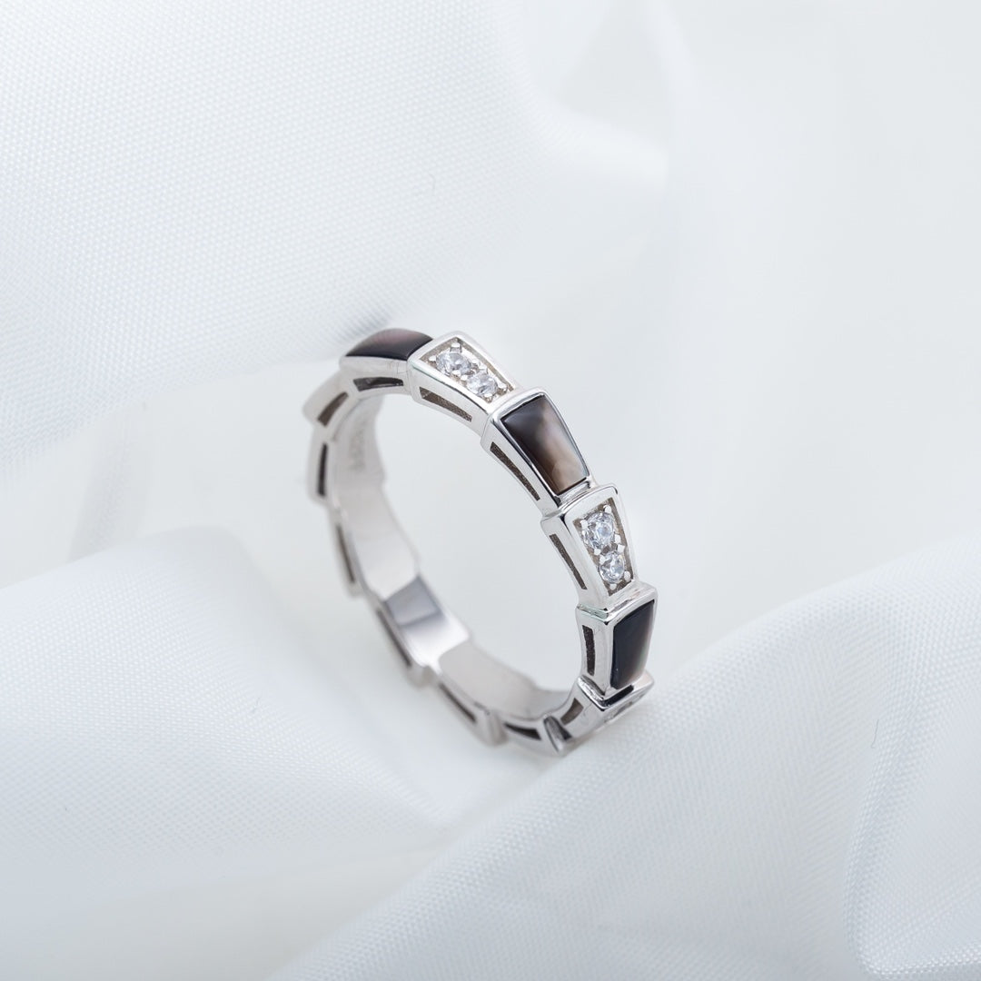 [⭐Lioran]SERPENTI RING SILVER  DIAMOND BLACK MOP 3MM