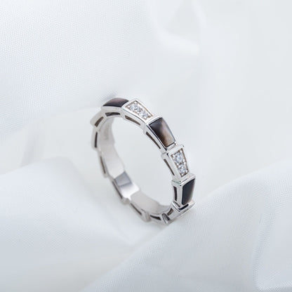 [⭐Lioran]SERPENTI RING SILVER  DIAMOND BLACK MOP 3MM