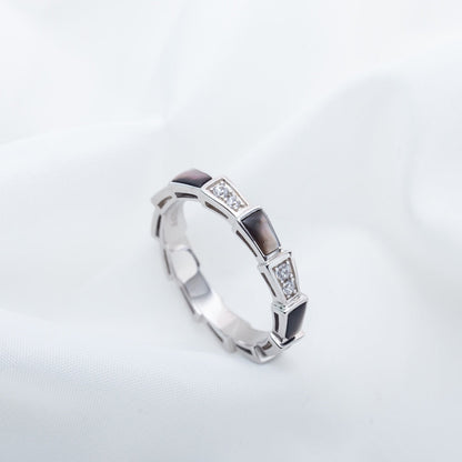 [⭐Lioran]SERPENTI RING SILVER  DIAMOND BLACK MOP 3MM