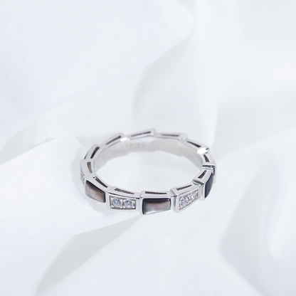 [⭐Lioran]SERPENTI RING SILVER  DIAMOND BLACK MOP 3MM