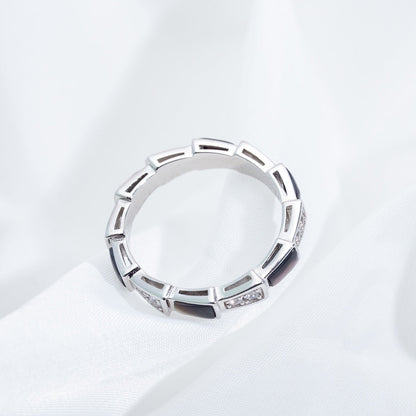 [⭐Lioran]SERPENTI RING SILVER  DIAMOND BLACK MOP 3MM