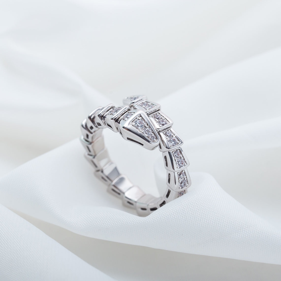 [⭐Lioran]SERPENTI RING SILVER DIAMOND PAVED 4MM