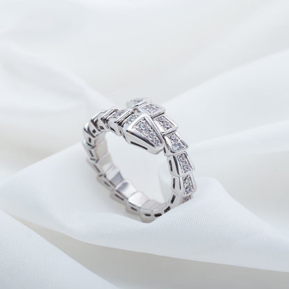 [⭐Lioran]SERPENTI RING SILVER DIAMOND PAVED 4MM