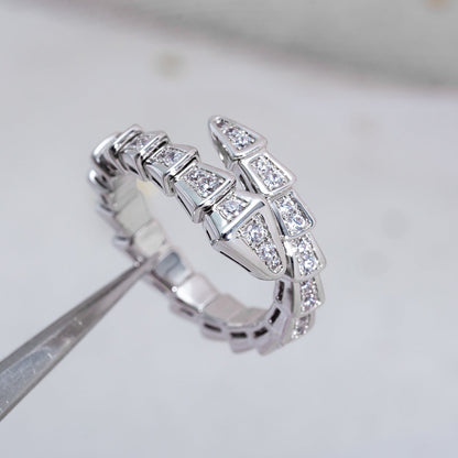[⭐Lioran]SERPENTI RING SILVER DIAMOND PAVED 4MM