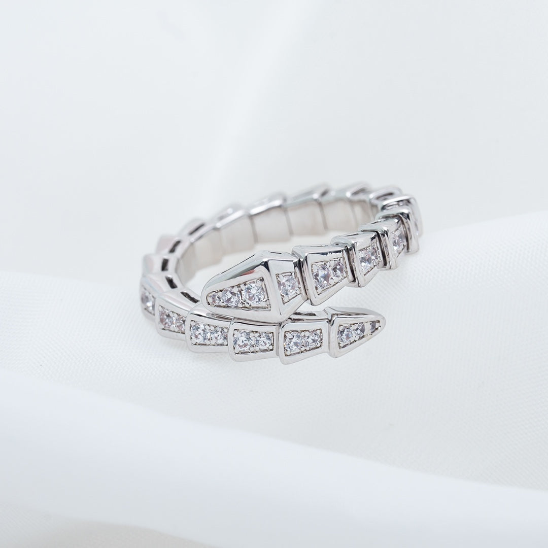 [⭐Lioran]SERPENTI RING SILVER DIAMOND PAVED 4MM