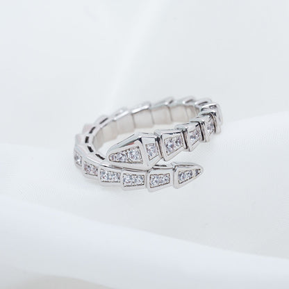 [⭐Lioran]SERPENTI RING SILVER DIAMOND PAVED 4MM