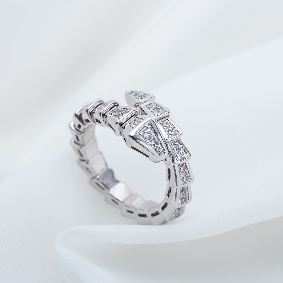 [⭐Lioran]SERPENTI RING SILVER DIAMOND PAVED 4MM