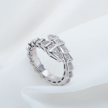 [⭐Lioran]SERPENTI RING SILVER DIAMOND PAVED 4MM