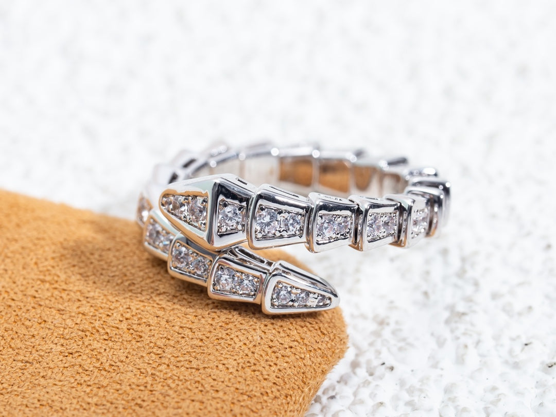 [⭐Lioran]SERPENTI RING SILVER DIAMOND PAVED 4MM