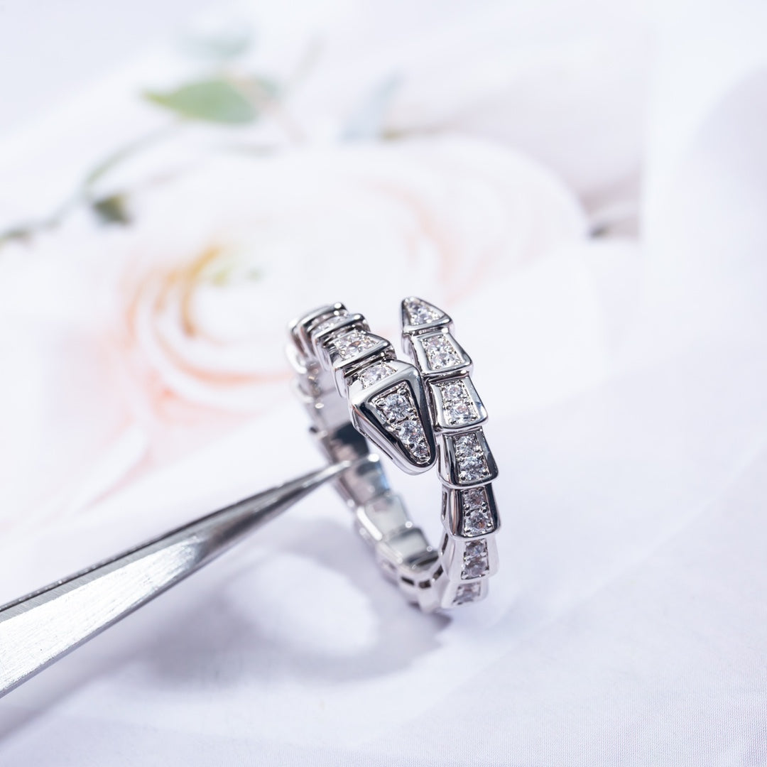 [⭐Lioran]SERPENTI RING SILVER DIAMOND PAVED 4MM
