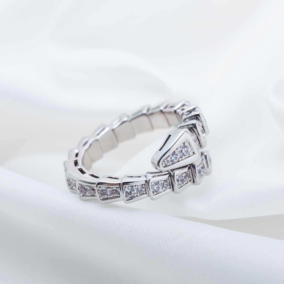 [⭐Lioran]SERPENTI RING SILVER DIAMOND PAVED 4MM