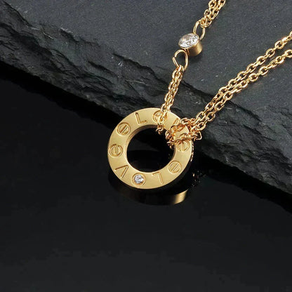 [⭐Lioran]LOVE NECKLACE 16MM 2 DIAMONDS