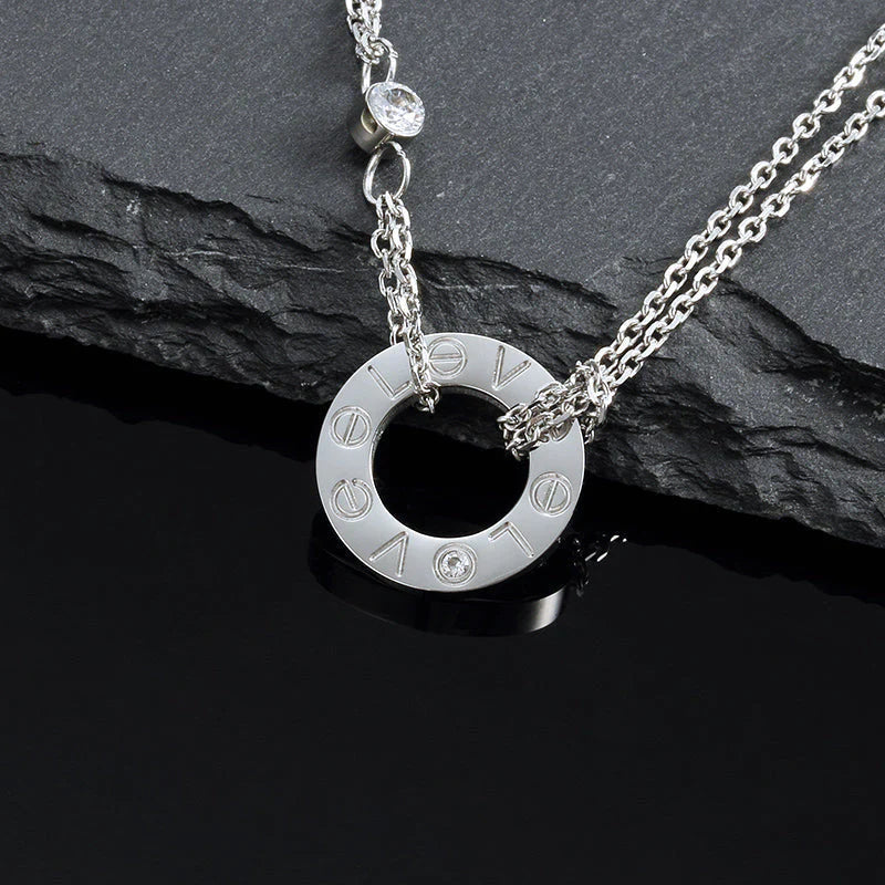 [⭐Lioran]LOVE NECKLACE 16MM 2 DIAMONDS