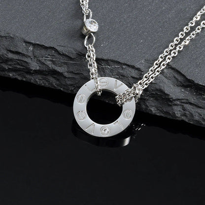 [⭐Lioran]LOVE NECKLACE 16MM 2 DIAMONDS