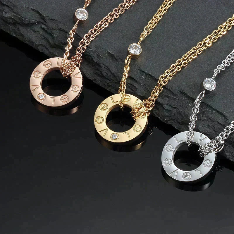[⭐Lioran]LOVE NECKLACE 16MM 2 DIAMONDS