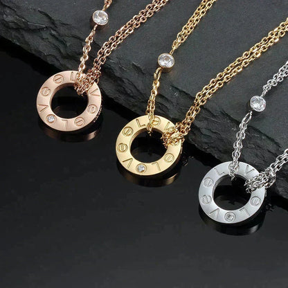 [⭐Lioran]LOVE NECKLACE 16MM 2 DIAMONDS