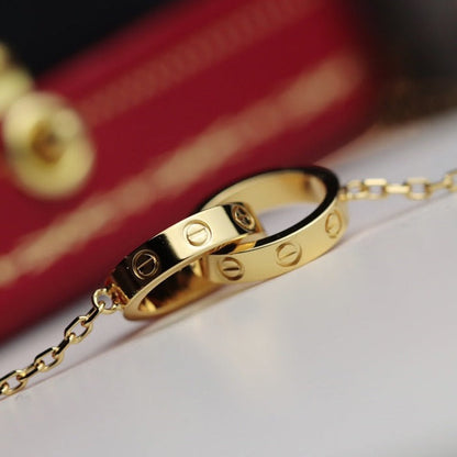 [⭐Lioran]LOVE NECKLACE DOUBLE RING GOLD