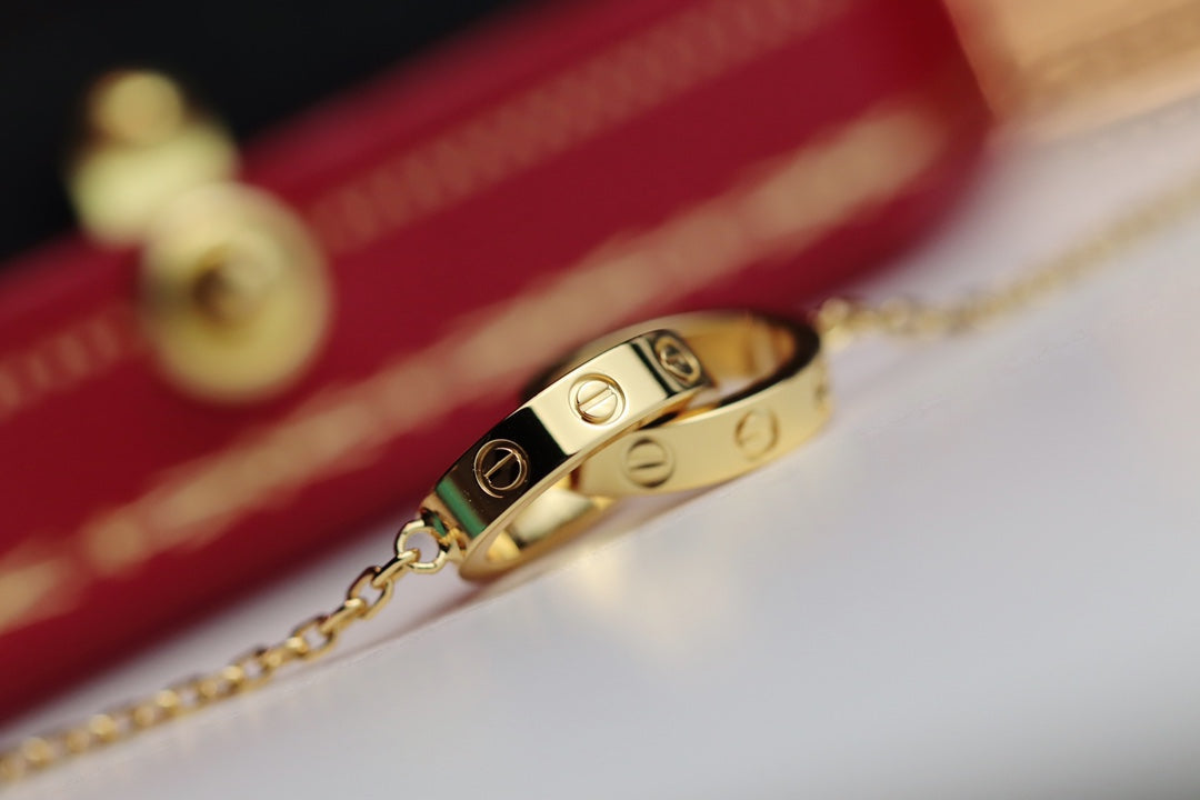 [⭐Lioran]LOVE NECKLACE DOUBLE RING GOLD