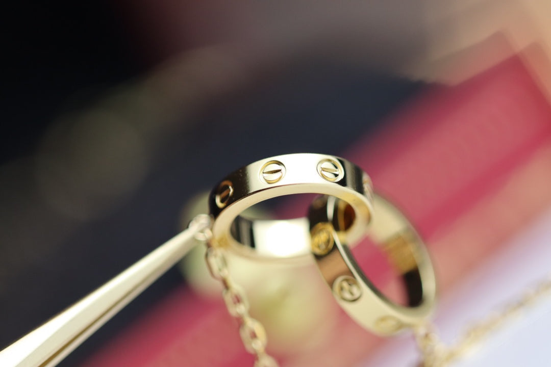 [⭐Lioran]LOVE NECKLACE DOUBLE RING GOLD