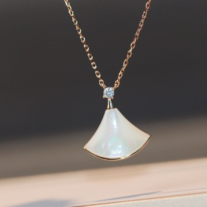 [⭐Lioran]DREAM NECKLACE WHITE MOP PINK GOLD 1 DIAMOND