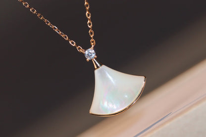 [⭐Lioran]DREAM NECKLACE WHITE MOP PINK GOLD 1 DIAMOND