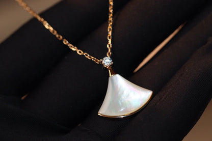 [⭐Lioran]DREAM NECKLACE WHITE MOP PINK GOLD 1 DIAMOND