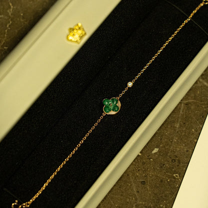 [⭐Lioran]SUN MALACHITE 1 DIAMOND PINK GOLD BRACELET