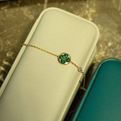 [⭐Lioran]SUN MALACHITE 1 DIAMOND PINK GOLD BRACELET