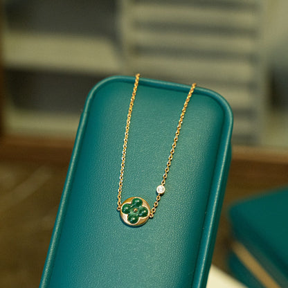 [⭐Lioran]SUN MALACHITE 1 DIAMOND PINK GOLD BRACELET