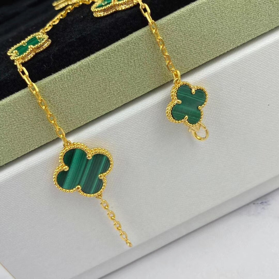 [⭐Lioran]MAGIC CLOVER MALACHITE GOLD BRACELET 5 MOTIFS