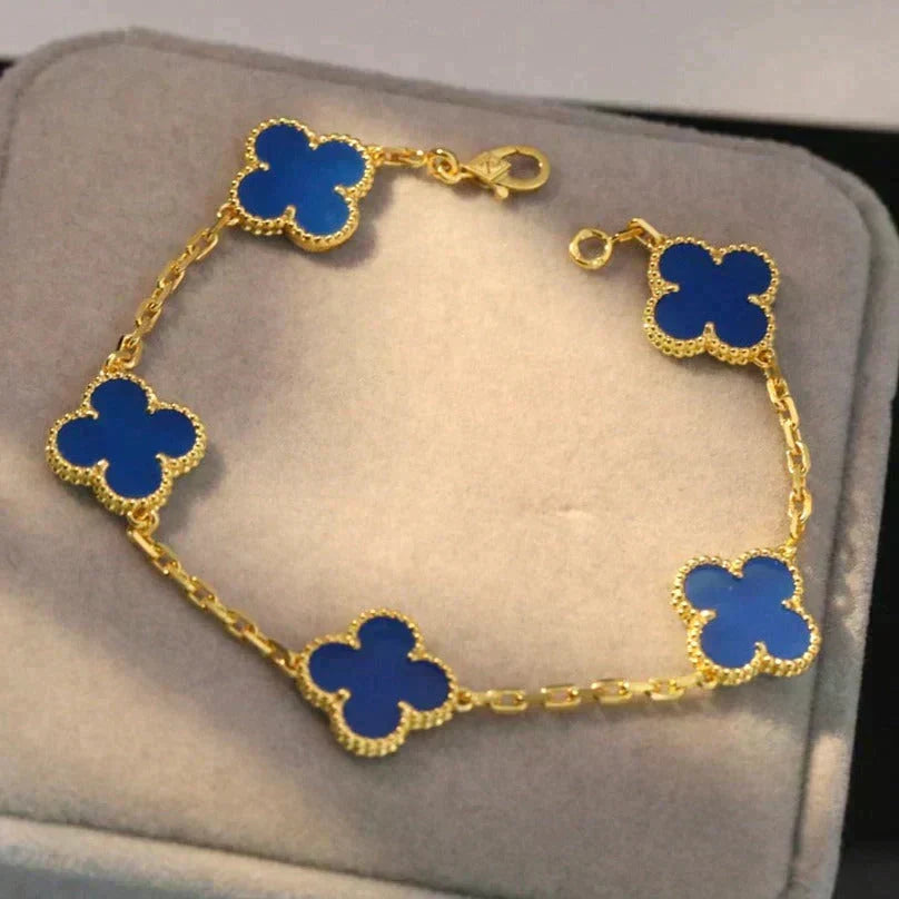 [⭐Lioran] CLOVER 5 MOTIF BLUE AGATE BRACELET COLLECTION