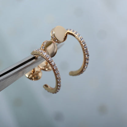 [⭐Lioran]JUSTE EARRINGS 12.75MM PINK GOLD DIAMOND