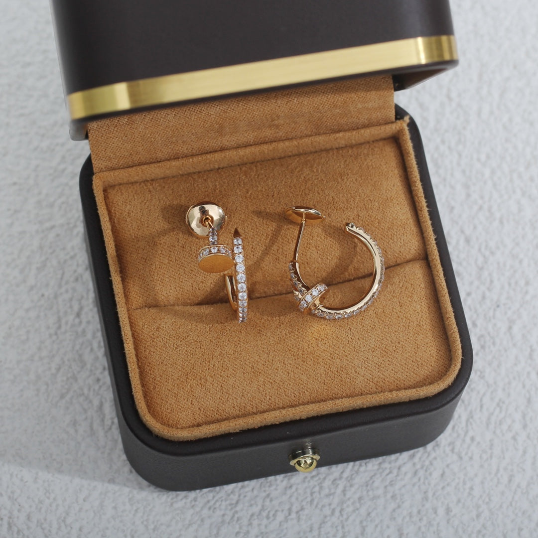 [⭐Lioran]JUSTE EARRINGS 12.75MM PINK GOLD DIAMOND