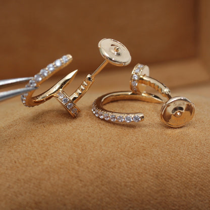 [⭐Lioran]JUSTE EARRINGS 12.75MM PINK GOLD DIAMOND