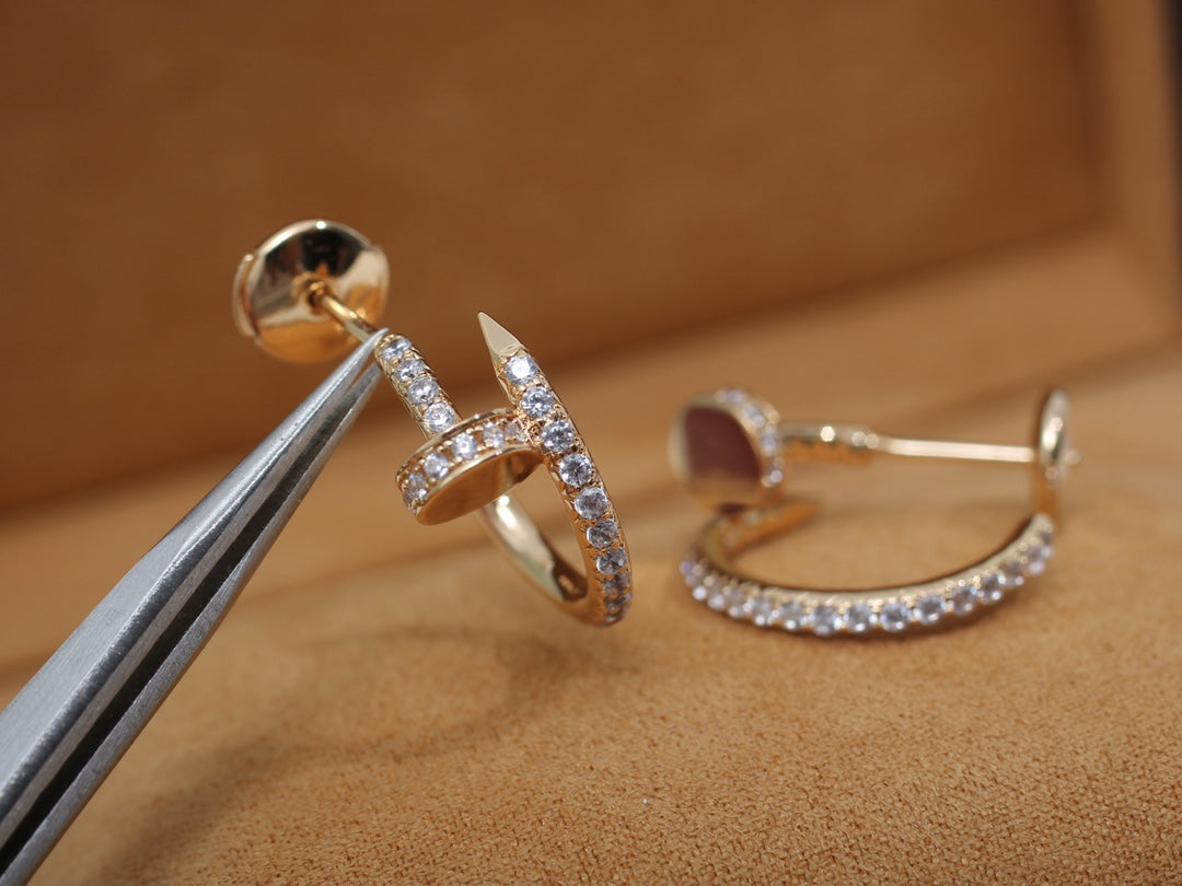 [⭐Lioran]JUSTE EARRINGS 12.75MM PINK GOLD DIAMOND