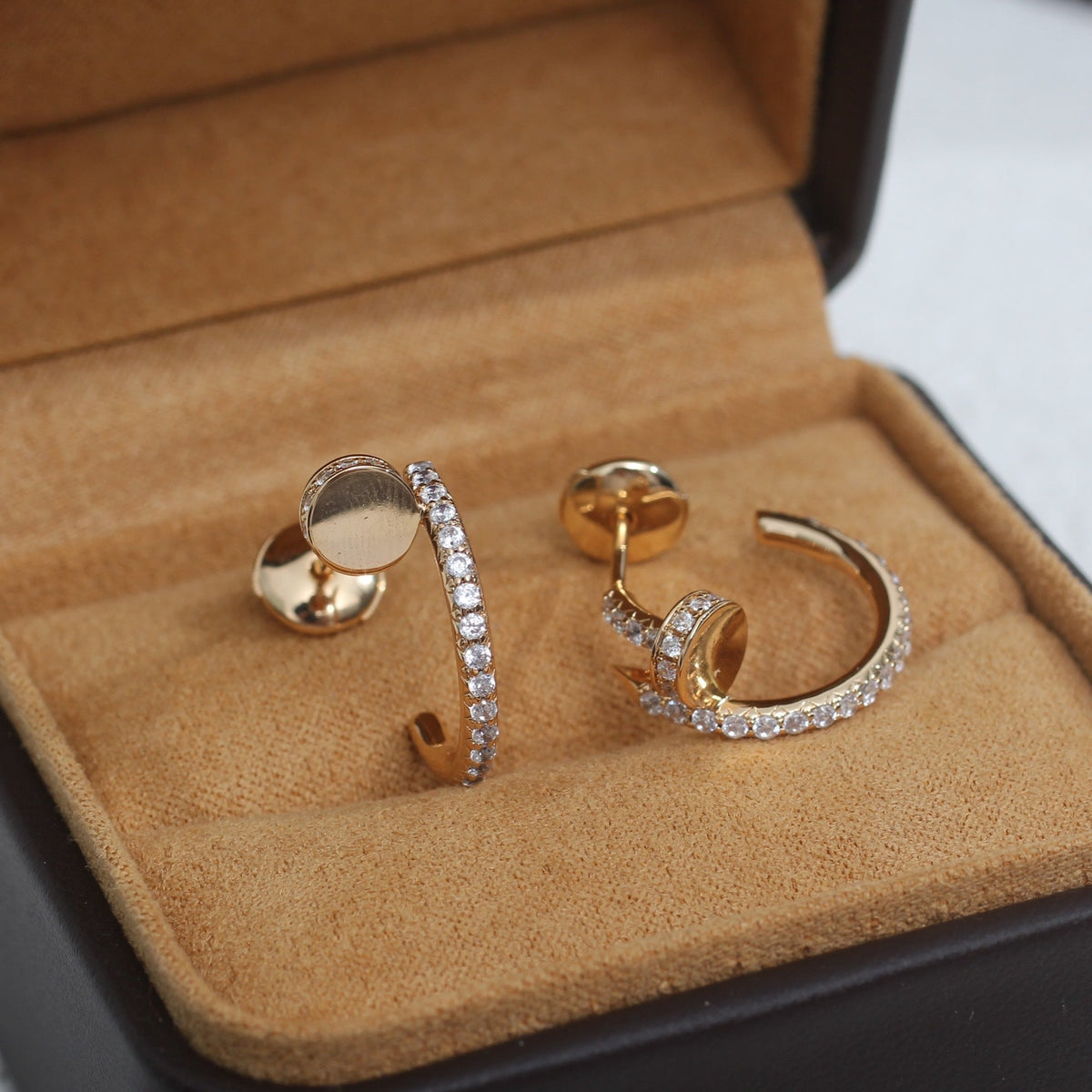 [⭐Lioran]JUSTE EARRINGS 12.75MM PINK GOLD DIAMOND