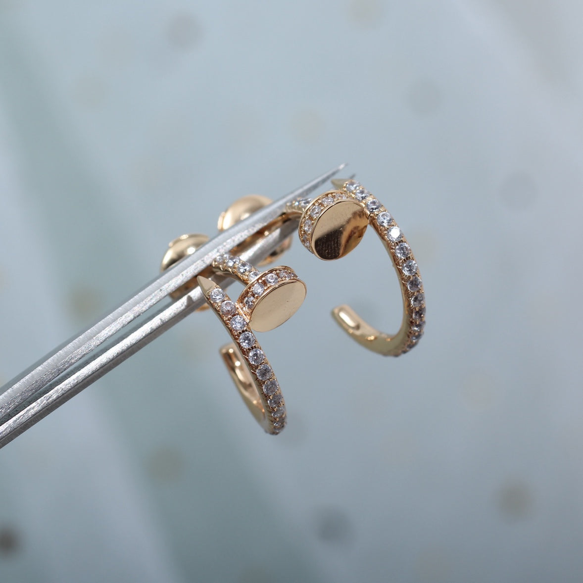 [⭐Lioran]JUSTE EARRINGS 12.75MM PINK GOLD DIAMOND