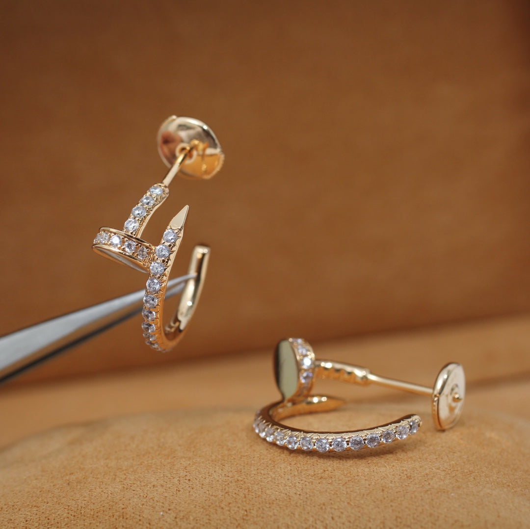 [⭐Lioran]JUSTE EARRINGS 12.75MM PINK GOLD DIAMOND