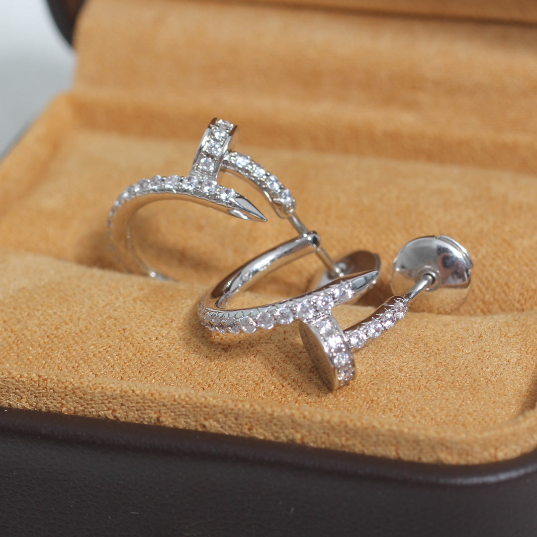 [⭐Lioran]JUSTE EARRINGS 12.75MM SILVER DIAMOND