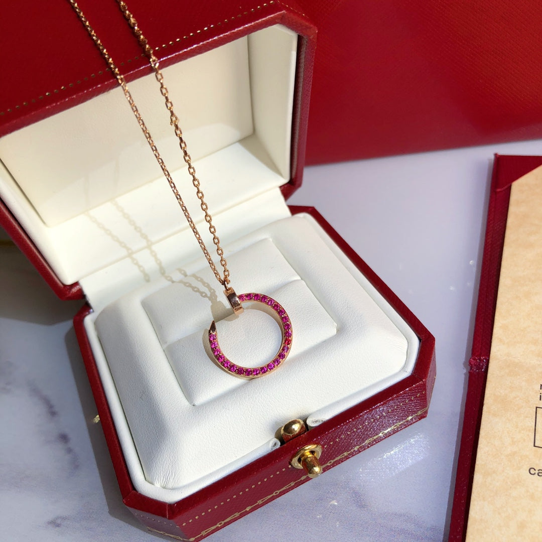[⭐Lioran]JUSTE NECKLACE GOLD RED DIAMONDS