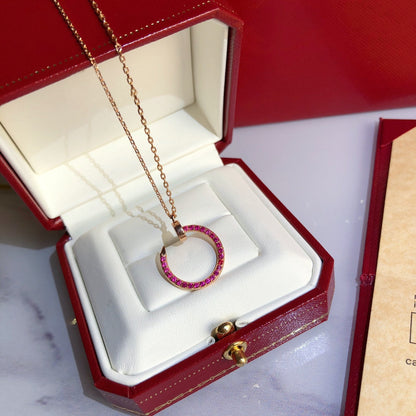 [⭐Lioran]JUSTE NECKLACE GOLD RED DIAMONDS